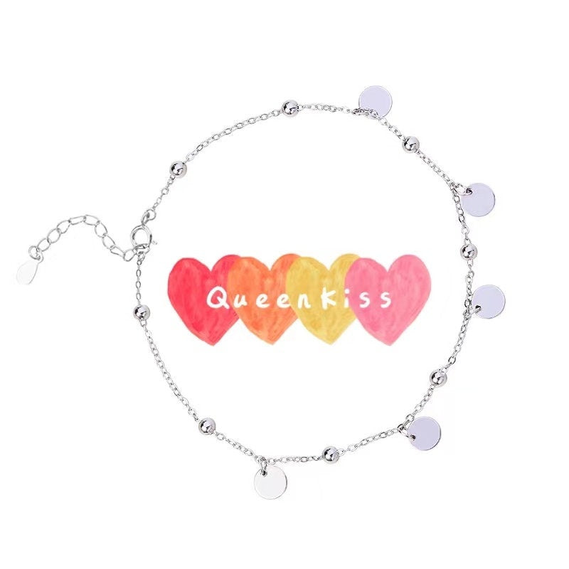 S925 Sterling Silver Beads and Sparkling Circle Anklet Gift for Girlfriend Sister Mother Daughter Her--Romantic Moments
