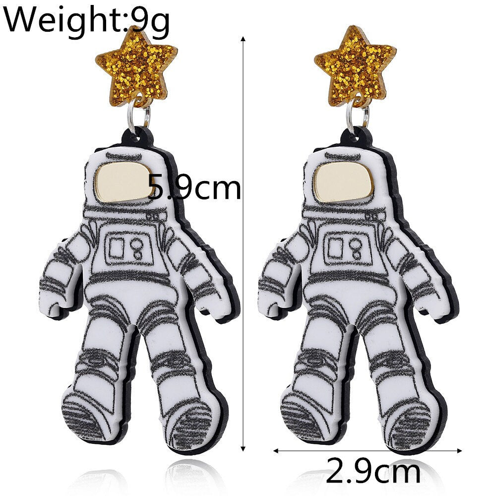 Cute Light Trendy Quirky Astronaut Spaceman Handcrafted Earrings - We need you!!
