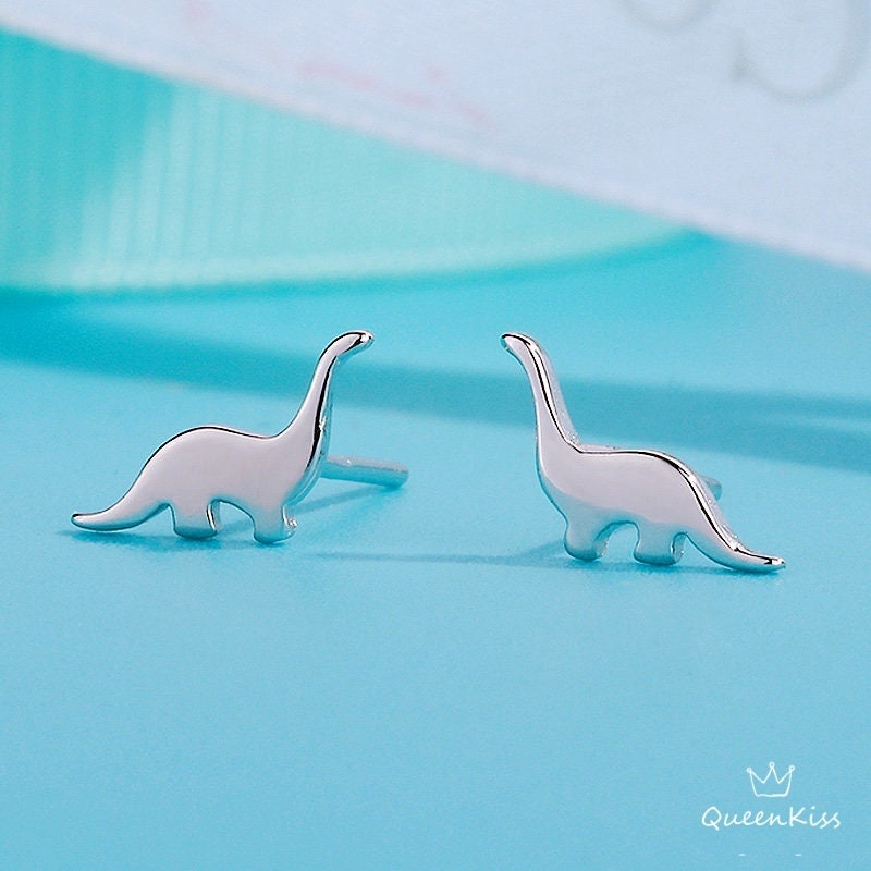 Sterling Silver 925 Stud Earrings Cute Couple Dinosaur Stud Earrings Modern Studs Minimal Stud Silver and Gold Earrings Gift for her