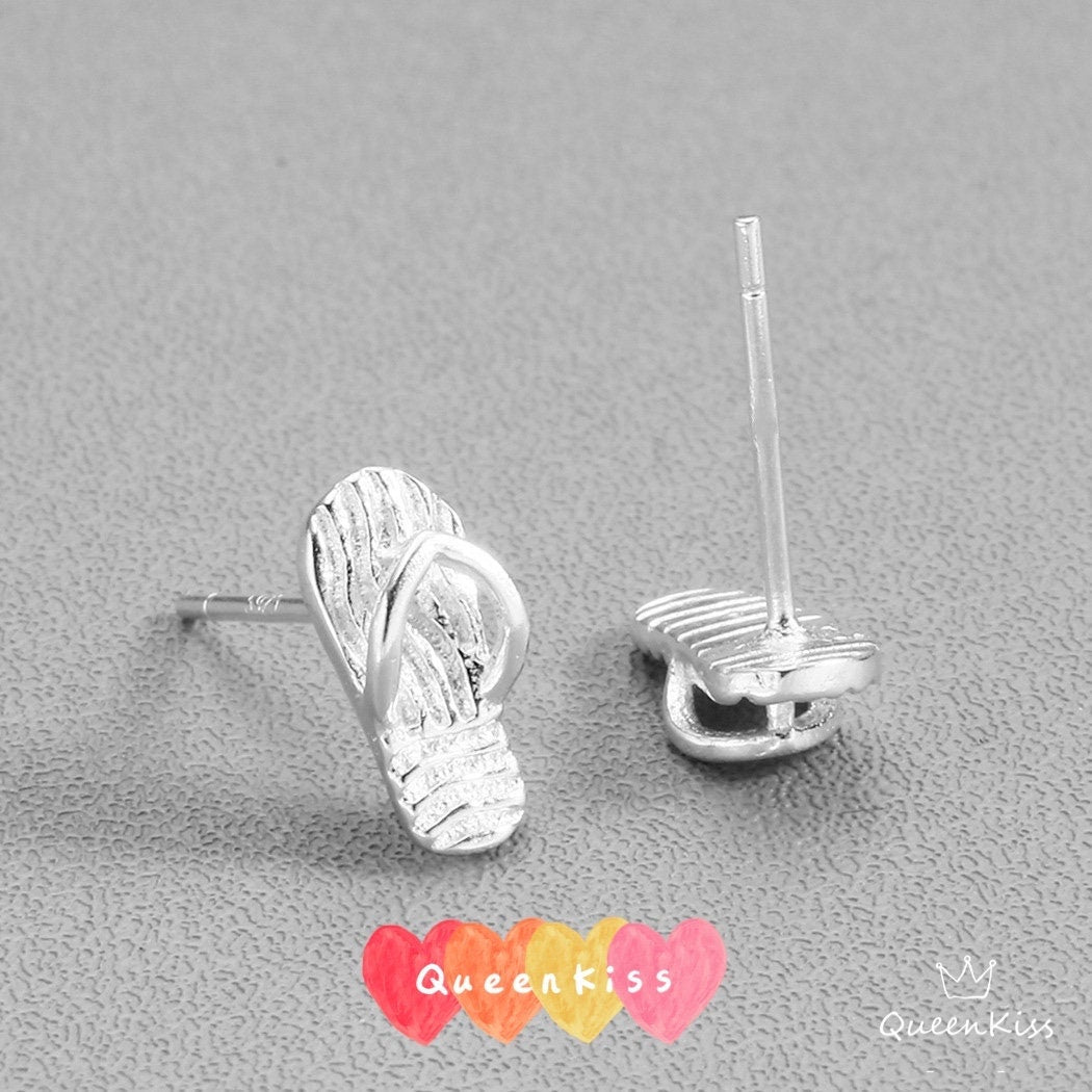 Sterling Silver 925 Stud Earrings Cute Flip Flops Shoe Stud Earrings Modern Studs Minimal Stud Earrings Gift for her
