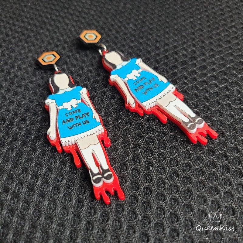 Radiant acrylic Quirky Girl Earrings, Laser Cut Acrylic Cute Light Trendy Quirky Girl Long Earrings - Come And Play With Us!!