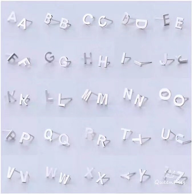 Sterling Silver 925 Stud Earrings Cute Letters Modern Studs Minimal Stud Gift for Her Him Woman Man Sell as Pair - Call Me By Your Name