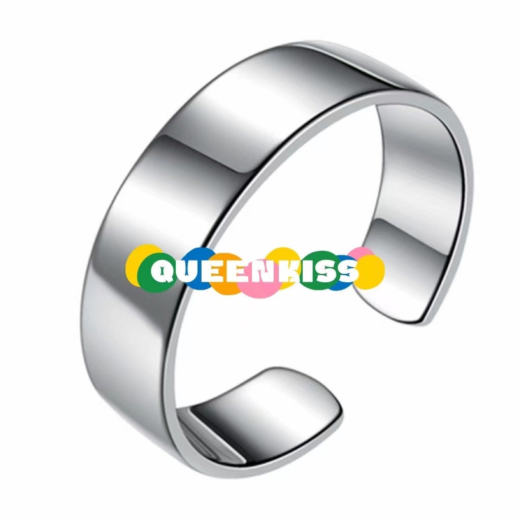 Cool Plain Bright Minimalist Simple Design Adjustable Silver Ring -- Home