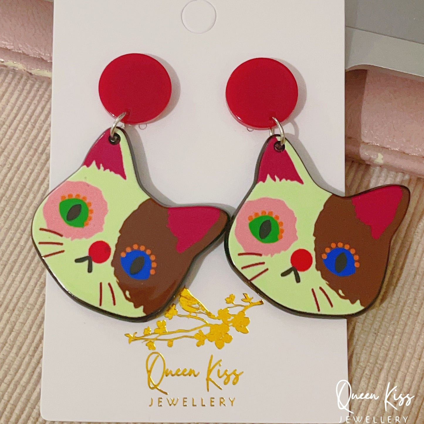 Super Light Acrylic Cute Kitty Cat Earrings - Mr. Meow!!