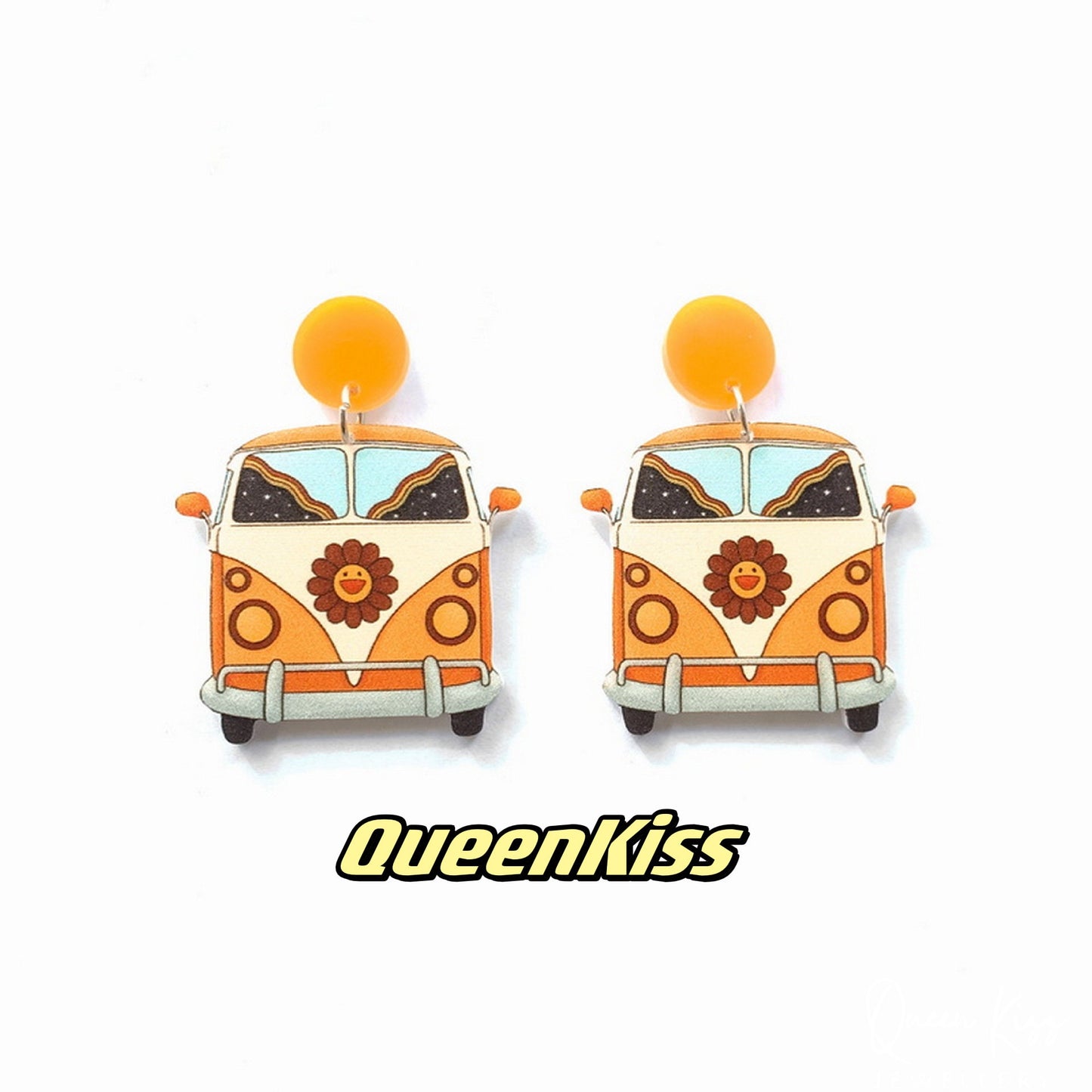 Super Light Acrylic Cute Sunshine Bus Earrings - Miss. Sunshine!!