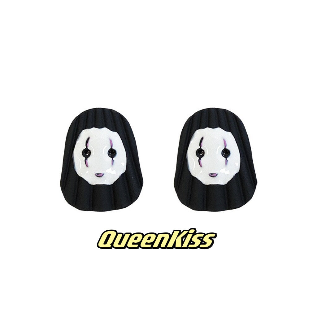 Enamelled Adorable Little No Name No Face Stylish Stud Earrings for Women Men