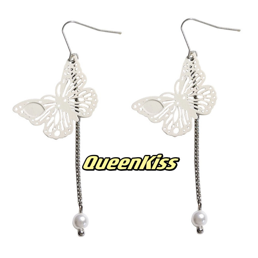 Super Cute White Butterfly Lovely Earrings -- Chou Chou!!