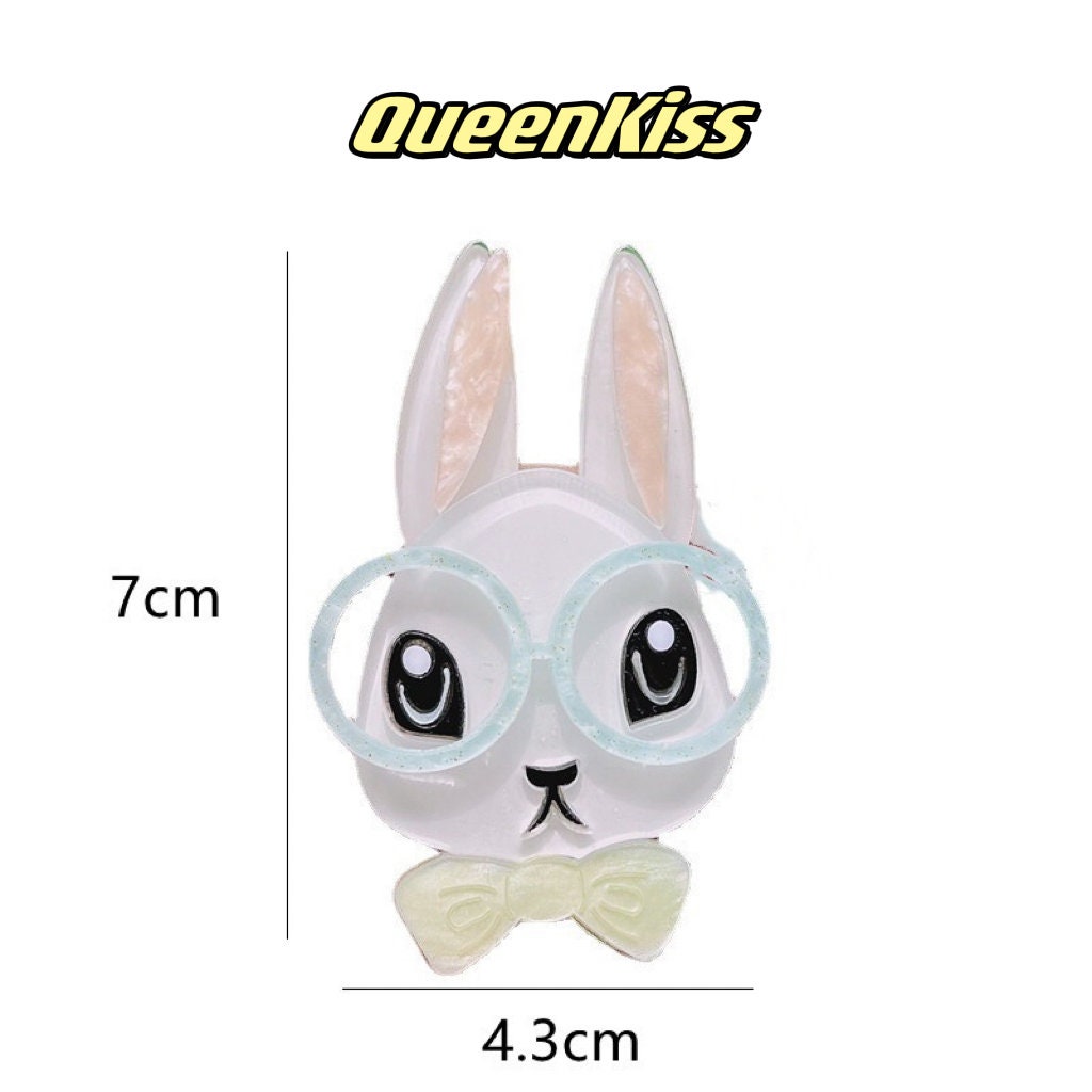 Cute Adorable Good Quality Acrylic Bunny Rabbit Brooches Artist Gift for Her, Mother, Kid, Sister, Good Friends