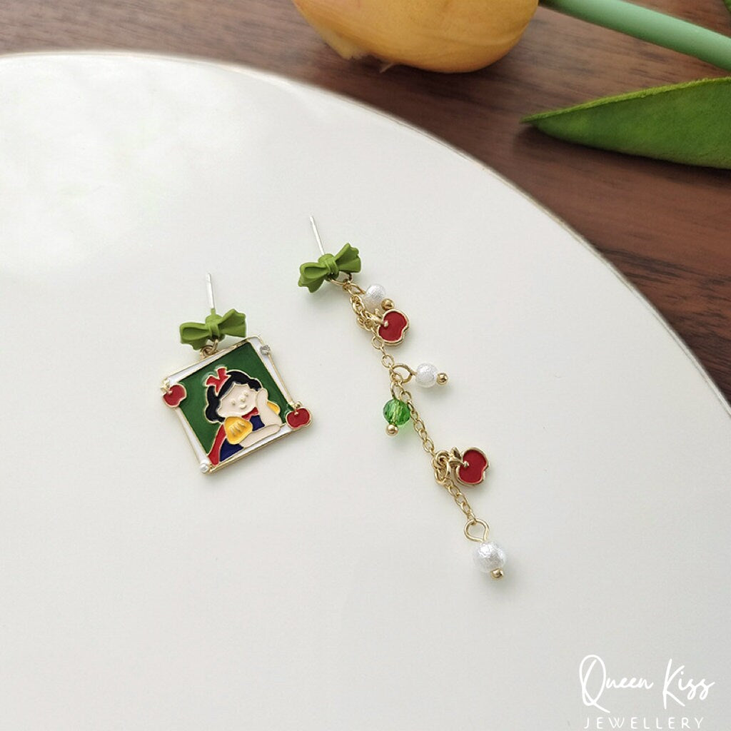 Cute Adorable Princess Theme Earrings Snow White Cinderella Little Red Riding Hood Mermaid Lovely Earrings - Once Upone A Time!