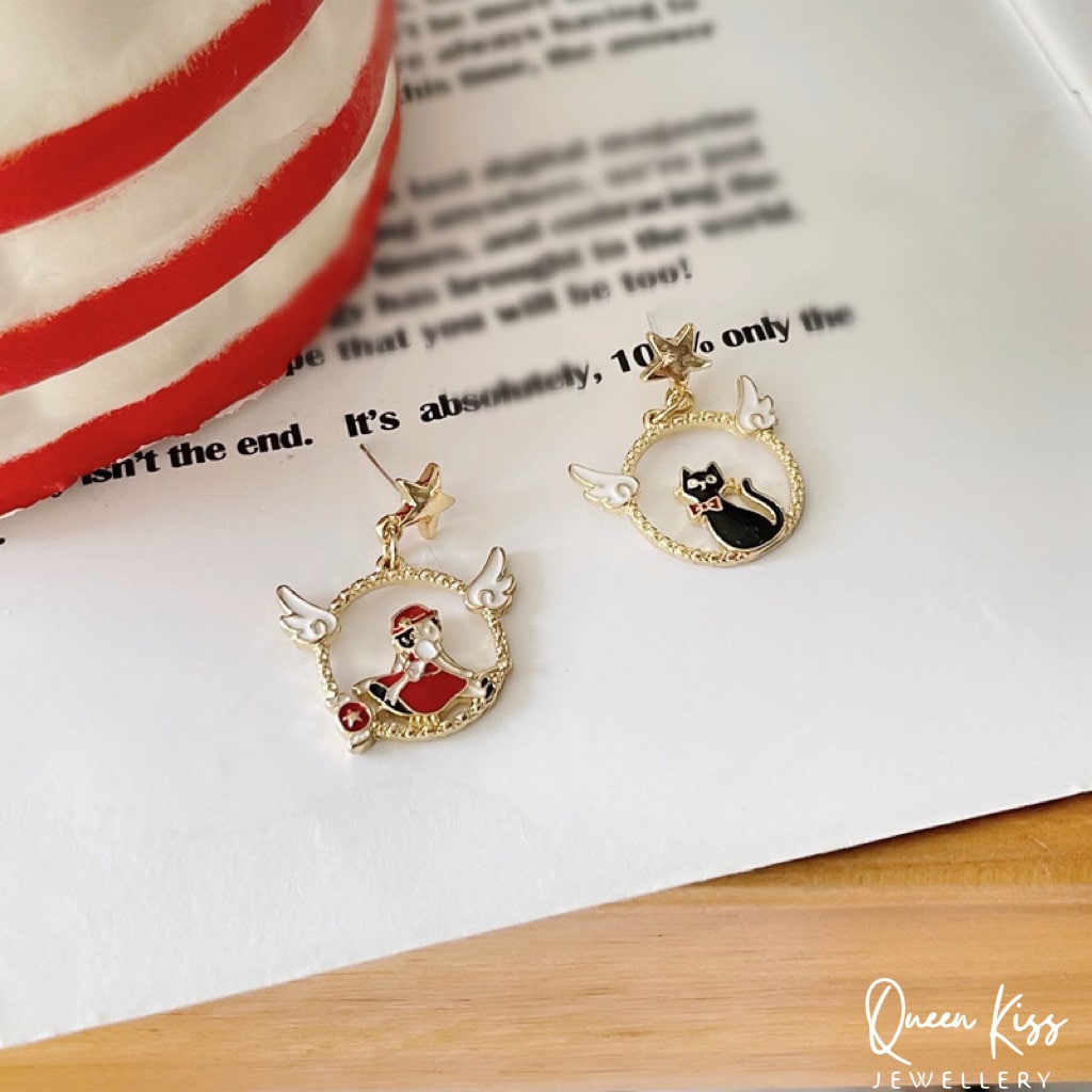 Super Cute Japanese Style Kiki's Delivery Service Theme Earrings -- Magic Town!!