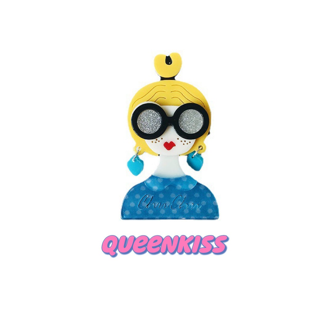 Cute Adorable Good Quality Acrylic Art Work Fine Blonde Lady Brooches Artist Gift for Her, Mother, Kid, Sister, Good Friends