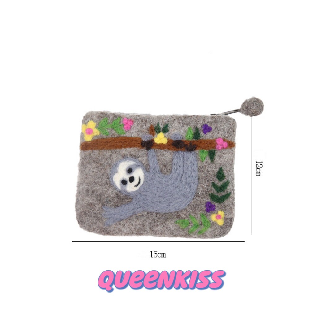 Cute Adorable Handmade Wool Felt Purse Bag Pouch High Quality Beagle Sloth Gift for her him -- Cute Babies!!