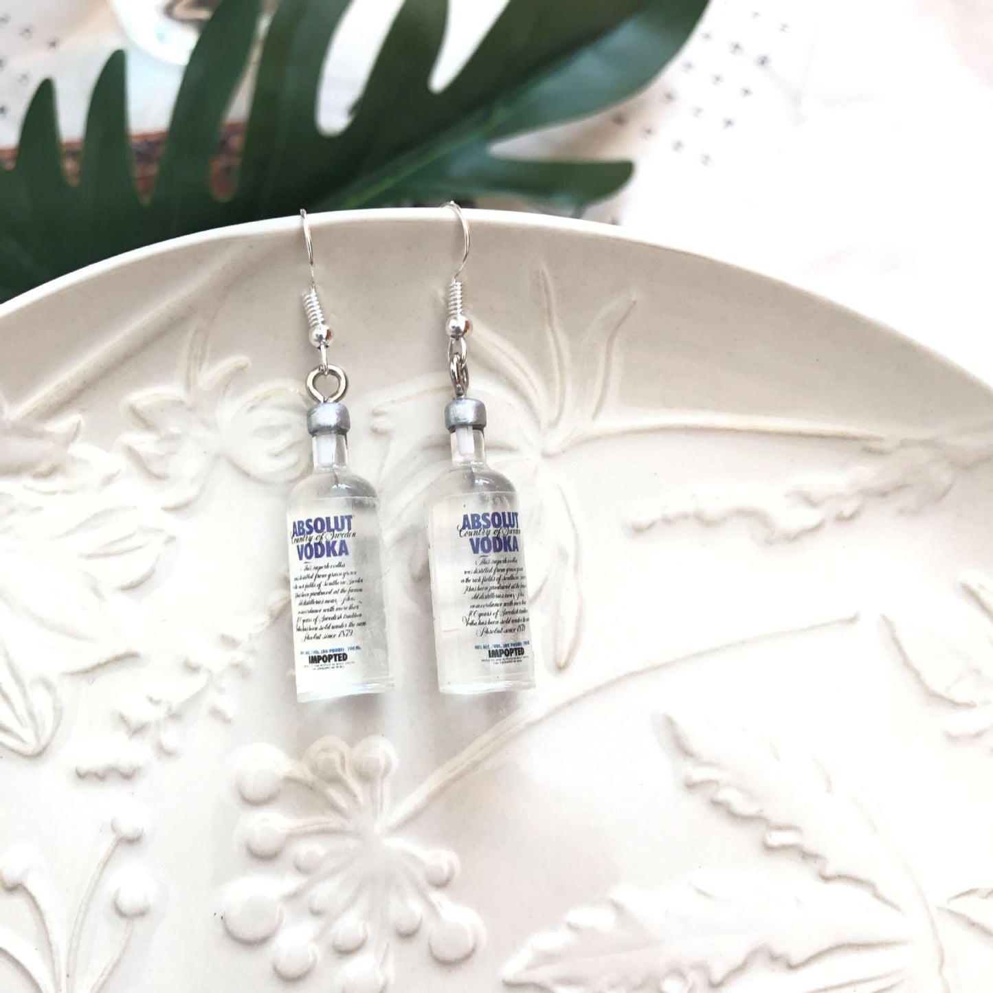 Adorable Absolute Vodka Alcohol Bottle Light Earrings -- Be Cool!!