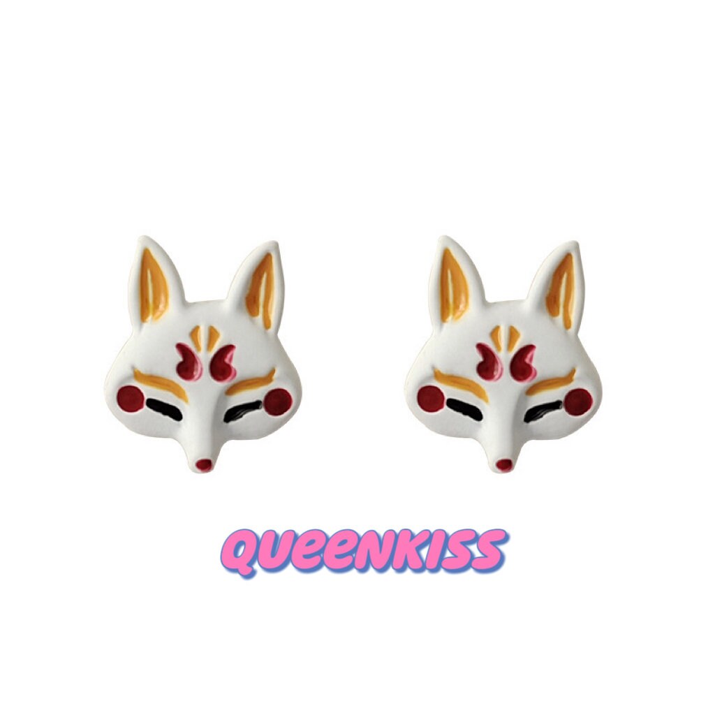 Super Cute Japanese Style Fox Earrings -- Sakura Foxy!!