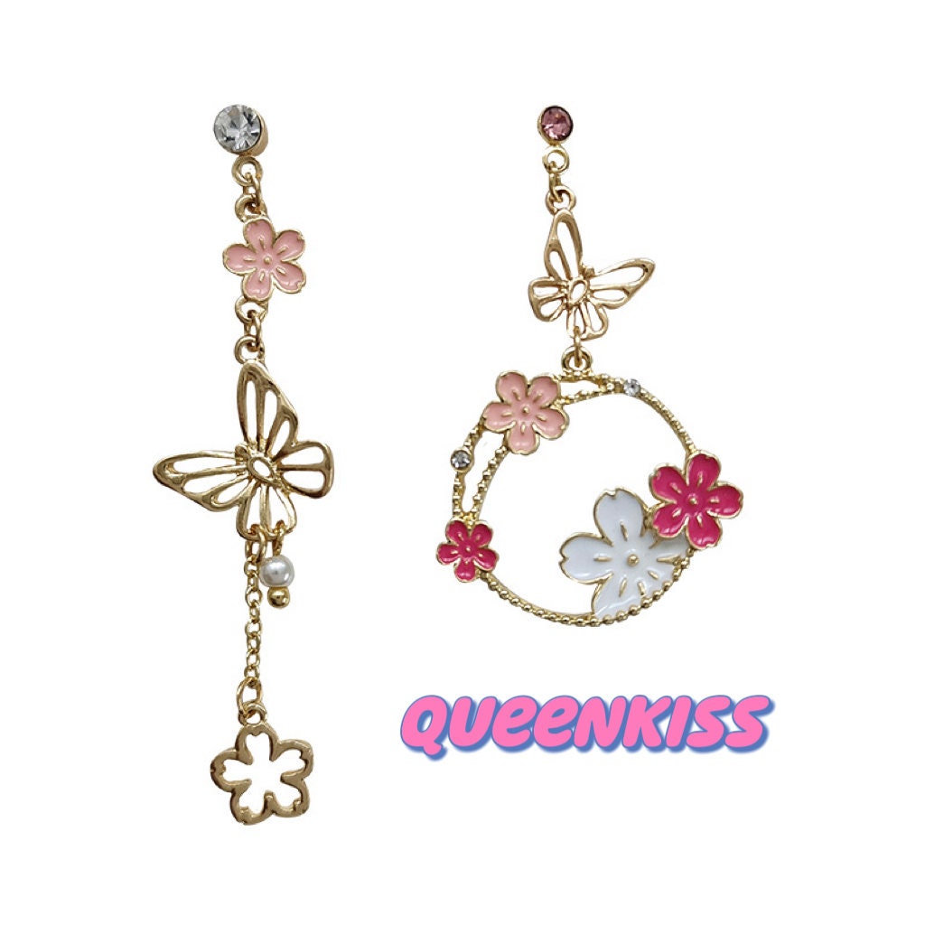Super Cute Butterfly and Flowers Earrings -- Butterfly Love !!