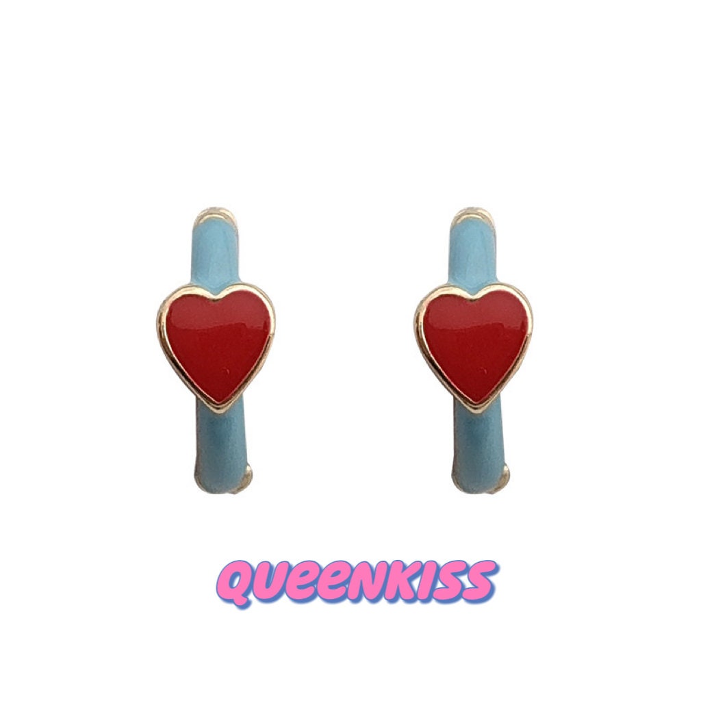 Super Adorable Cute Handmade Red Heart Stud Earrings - LIttle Heart!!