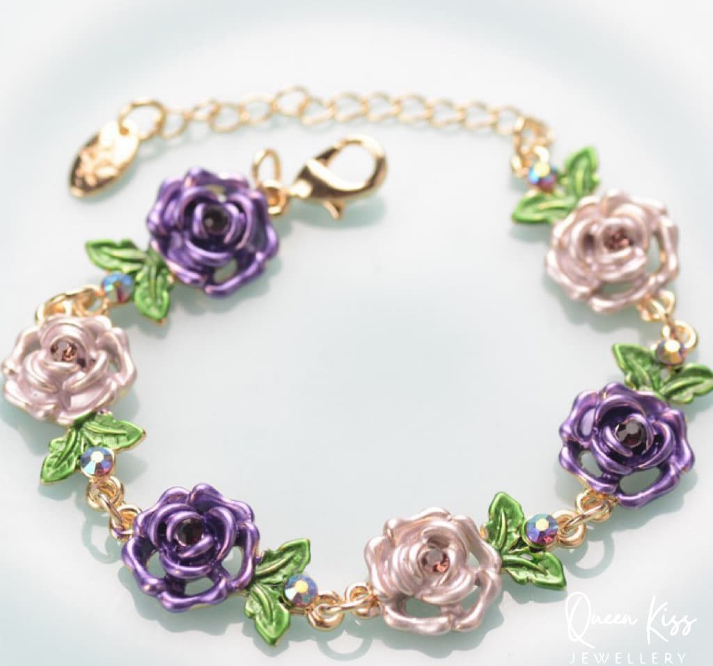 Monet Flowers Enamel Colourful Vintage Bracelet - Her Secret Garden