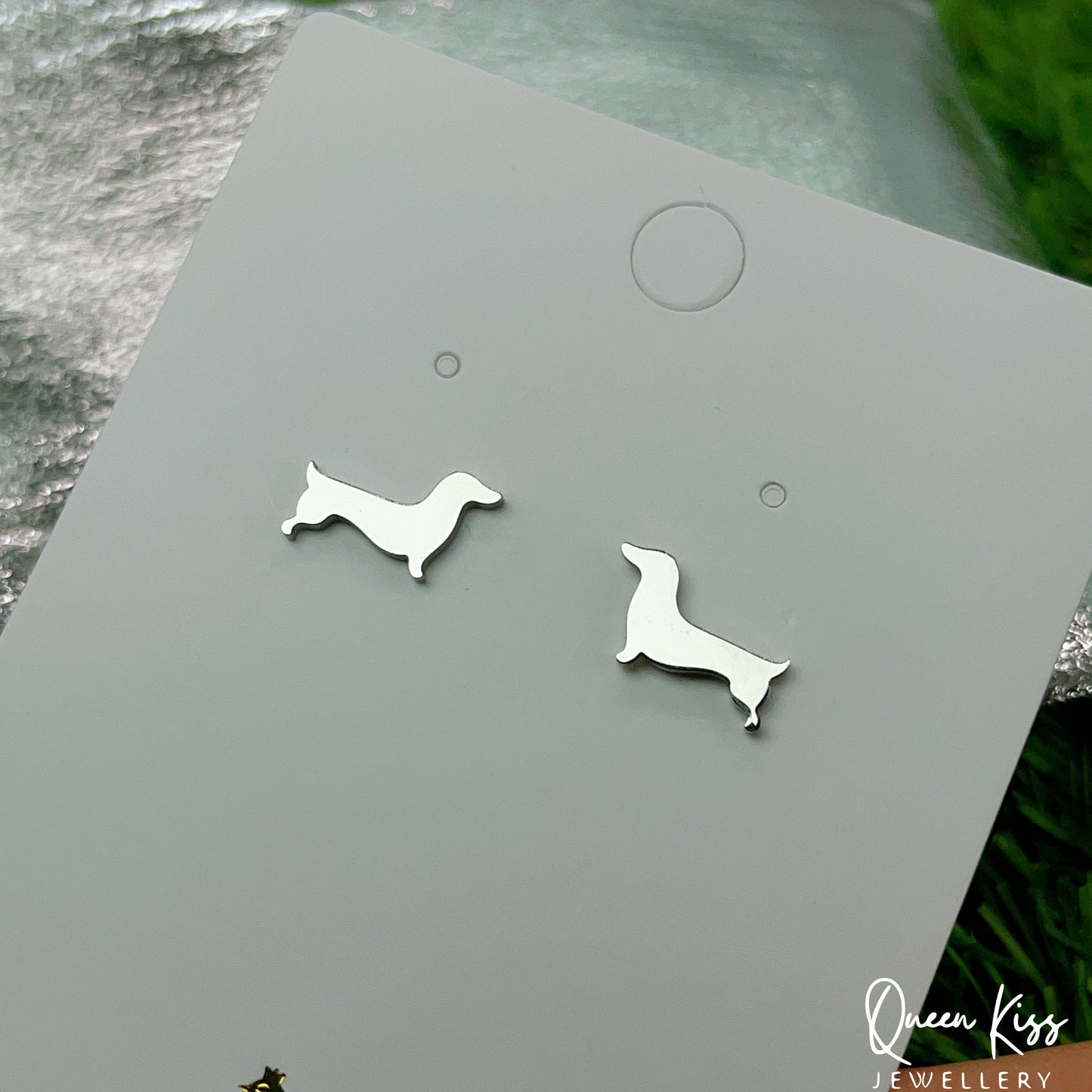 Sterling Silver 925 Stud Earrings Cute Sausage Dog Gold and Silver Stud Earrings Modern Studs Minimal Stud Earrings Gift for her