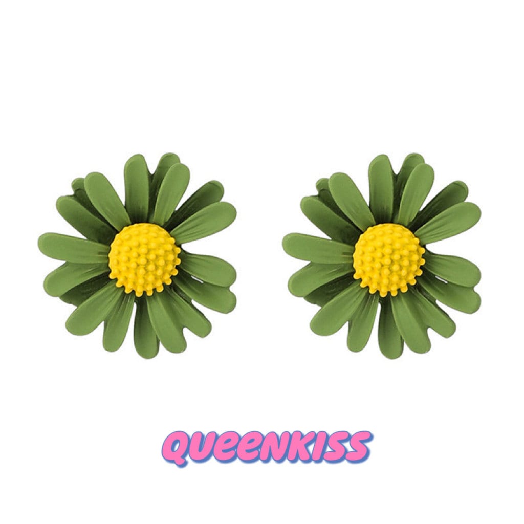Orange Yellow White Green Purple Pink Flowers Studs Earrings -- Fairy Lady!!
