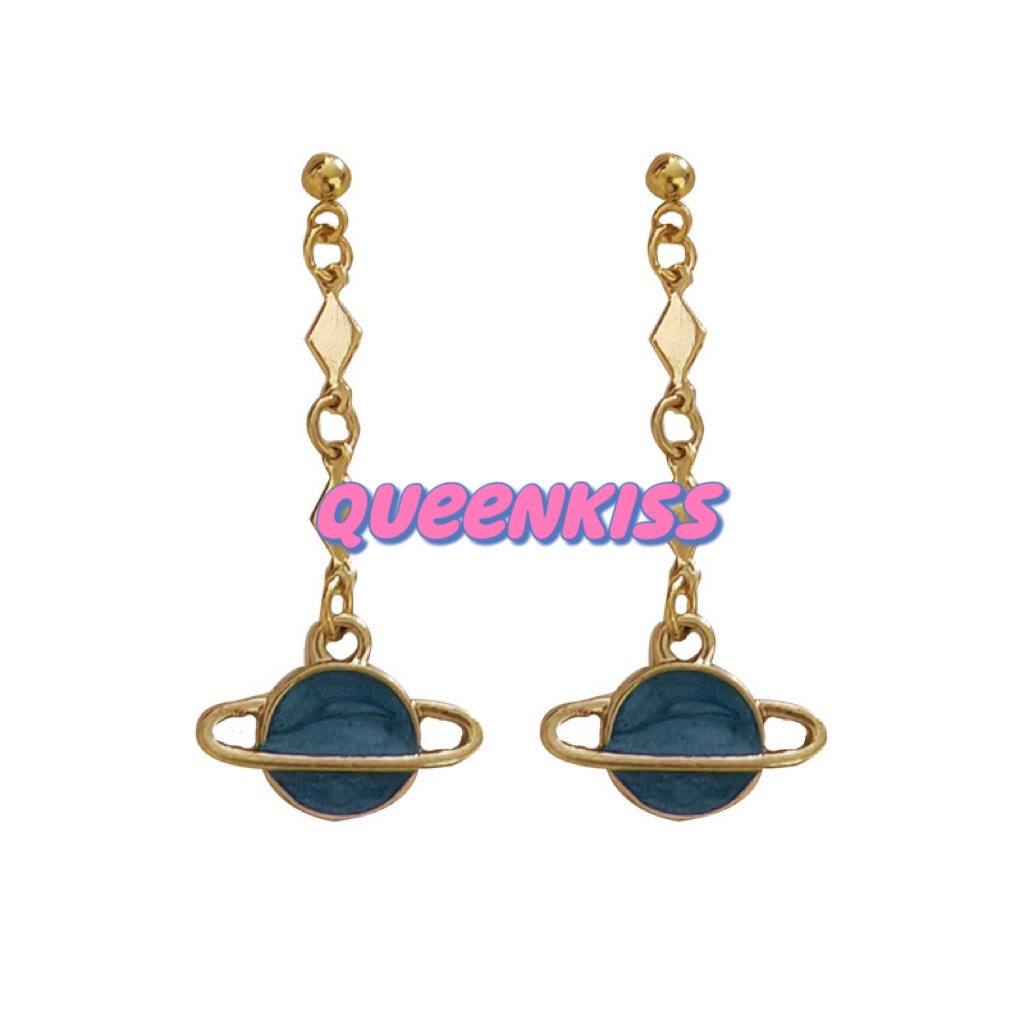 Super Cute Gold Dangle Universe Earrings -- Only One Universe!!