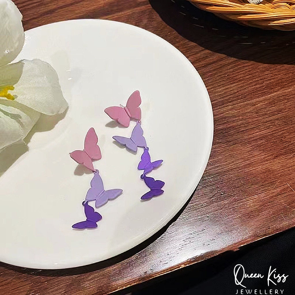 Super Cute Purple Gradient Butterfly Earrings -- Butterfly Life!!
