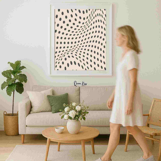 Abstract Black Beige Geo Spotted Waves Wall Art, Minimalist Instant Printable Poster, Modern Home Aesthetic Decor, Boho Nature Inspired Art