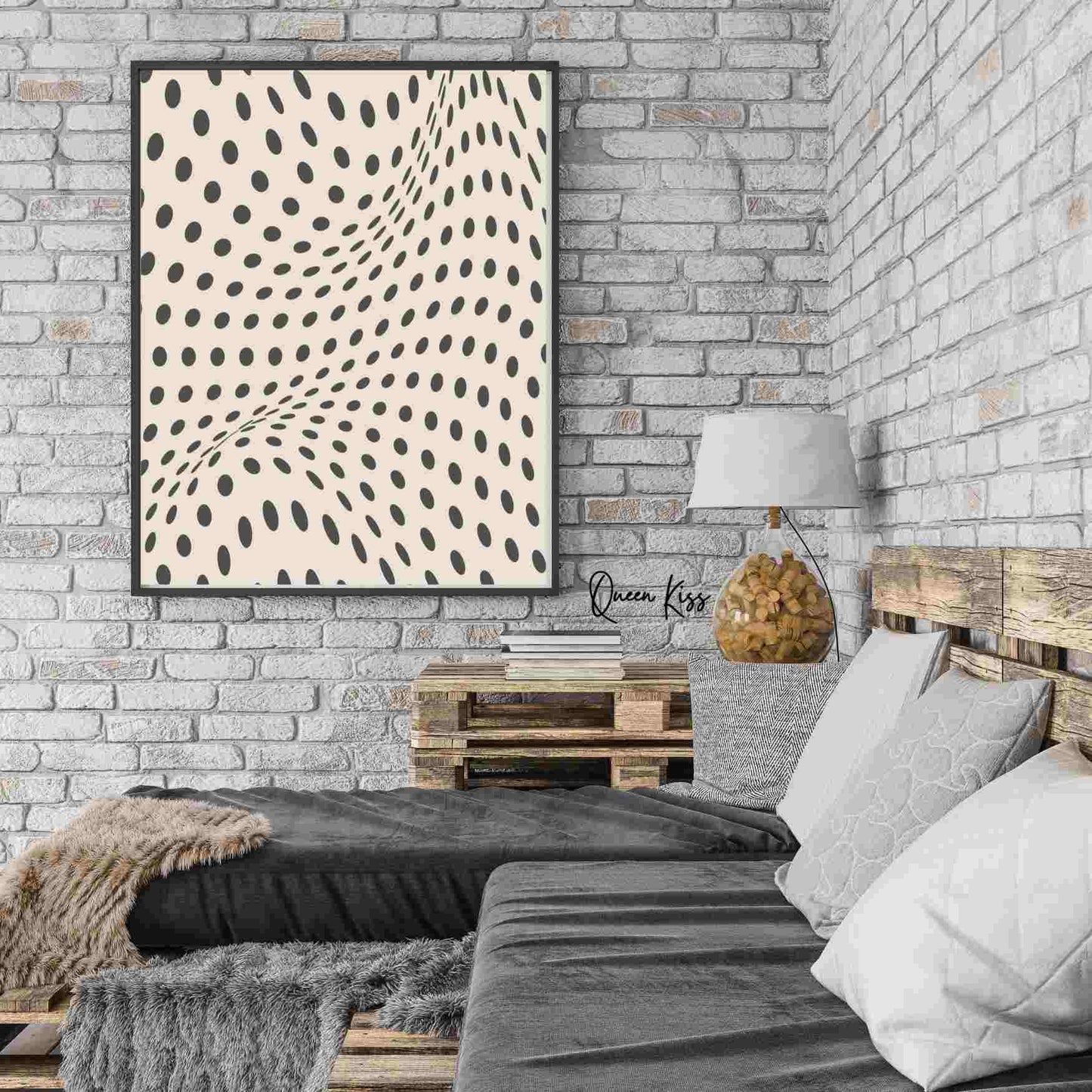 Abstract Black Beige Geo Spotted Waves Wall Art, Minimalist Instant Printable Poster, Modern Home Aesthetic Decor, Boho Nature Inspired Art