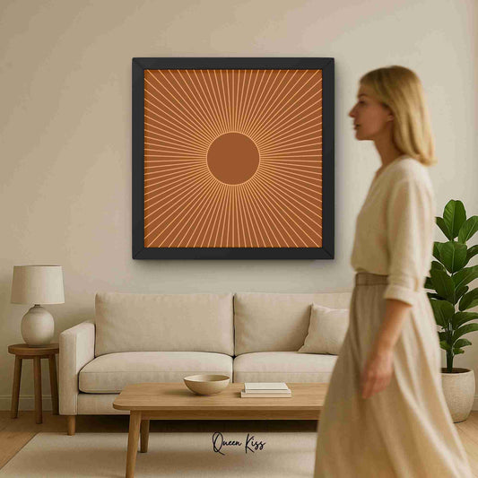 Retro Sunburst Wall Art Printable, Mid Century Modern Home Aesthetic Decor, Boho Abstract Sun Rays Art, Vintage Inspired Minimalist Decor