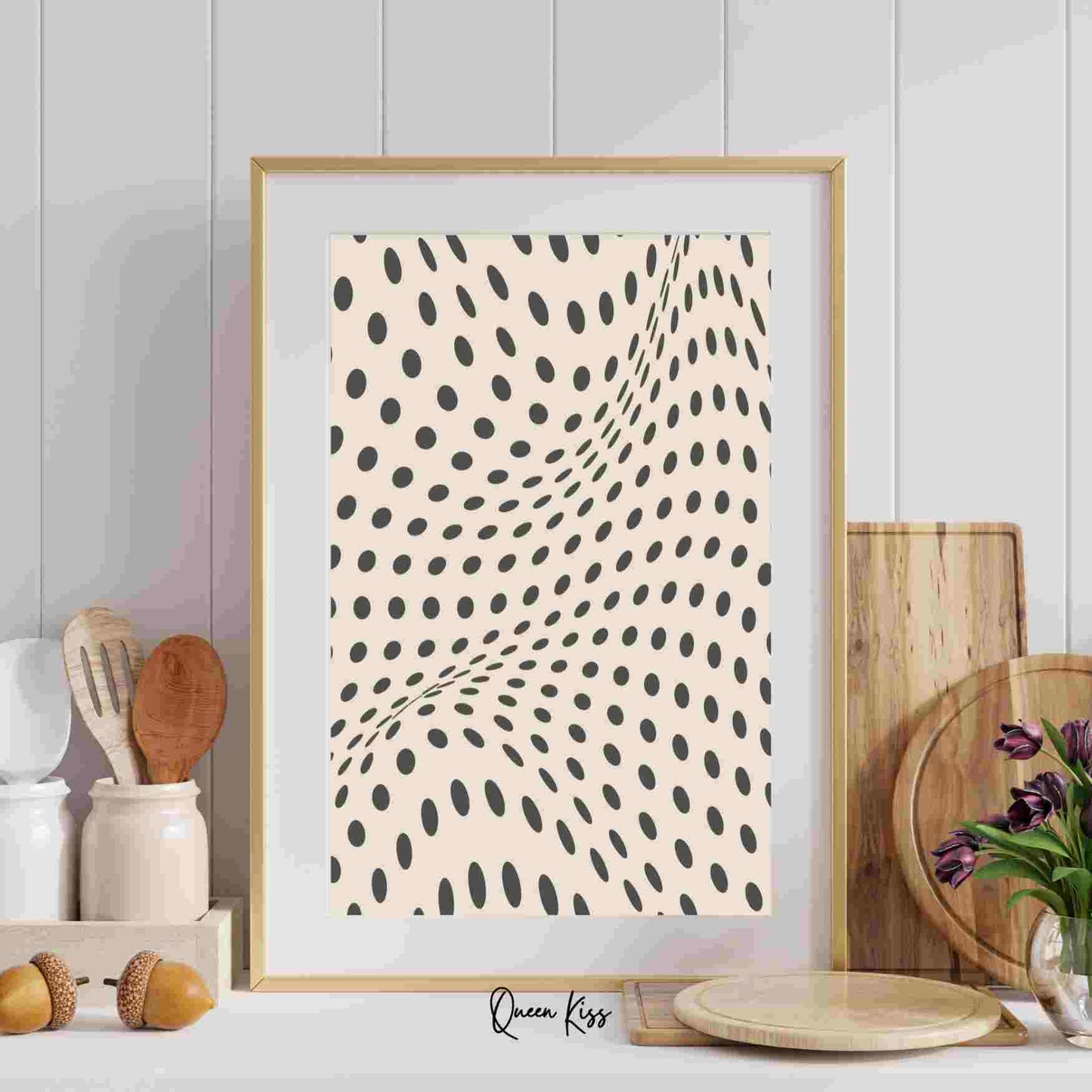 Abstract Black Beige Geo Spotted Waves Wall Art, Minimalist Instant Printable Poster, Modern Home Aesthetic Decor, Boho Nature Inspired Art