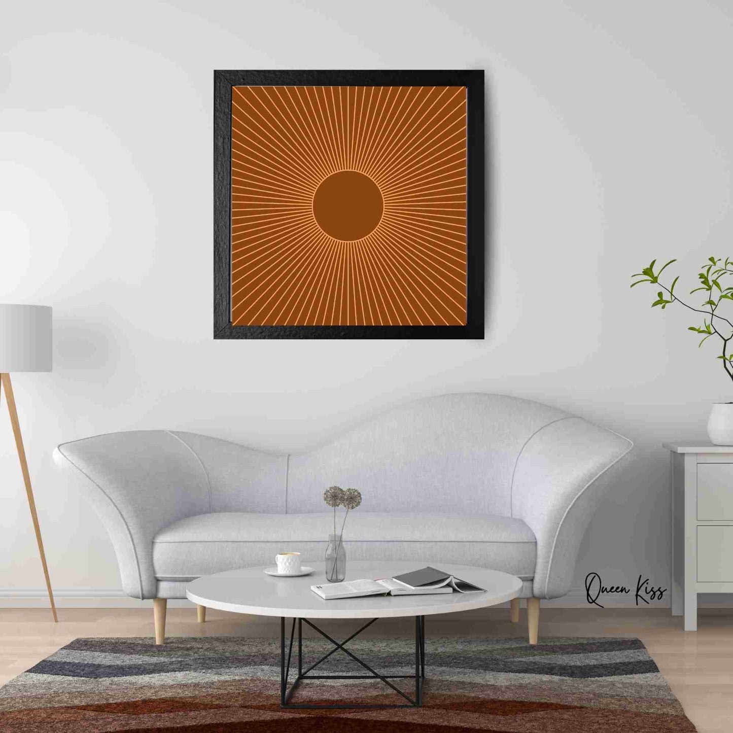 Retro Sunburst Wall Art Printable, Mid Century Modern Home Aesthetic Decor, Boho Abstract Sun Rays Art, Vintage Inspired Minimalist Decor