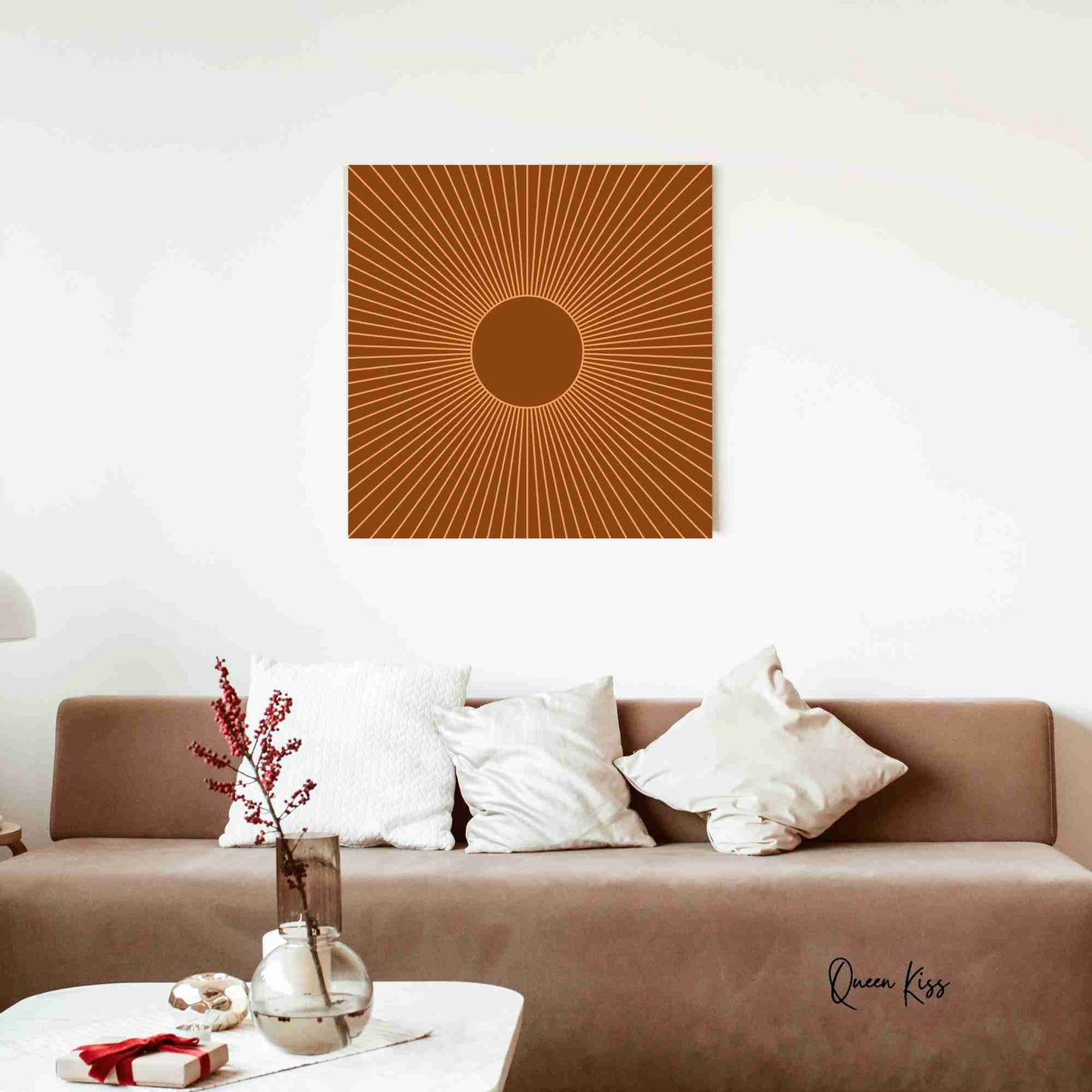 Retro Sunburst Wall Art Printable, Mid Century Modern Home Aesthetic Decor, Boho Abstract Sun Rays Art, Vintage Inspired Minimalist Decor