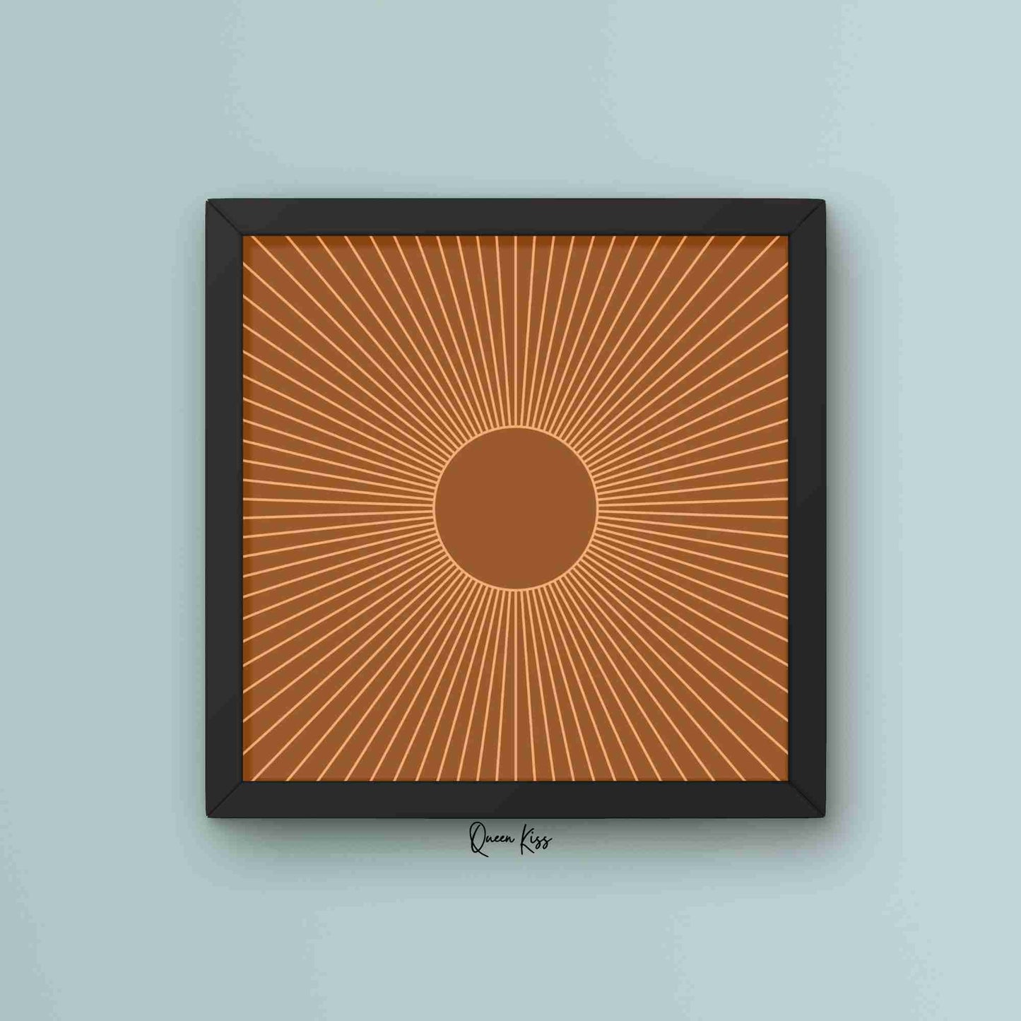 Retro Sunburst Wall Art Printable, Mid Century Modern Home Aesthetic Decor, Boho Abstract Sun Rays Art, Vintage Inspired Minimalist Decor