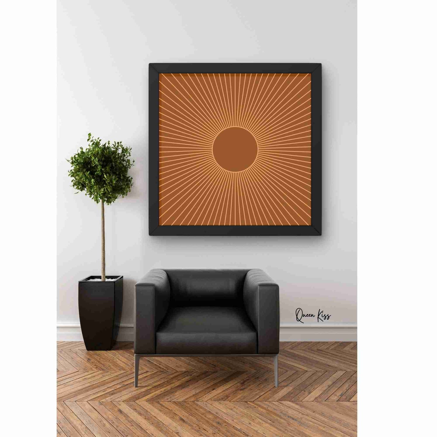 Retro Sunburst Wall Art Printable, Mid Century Modern Home Aesthetic Decor, Boho Abstract Sun Rays Art, Vintage Inspired Minimalist Decor