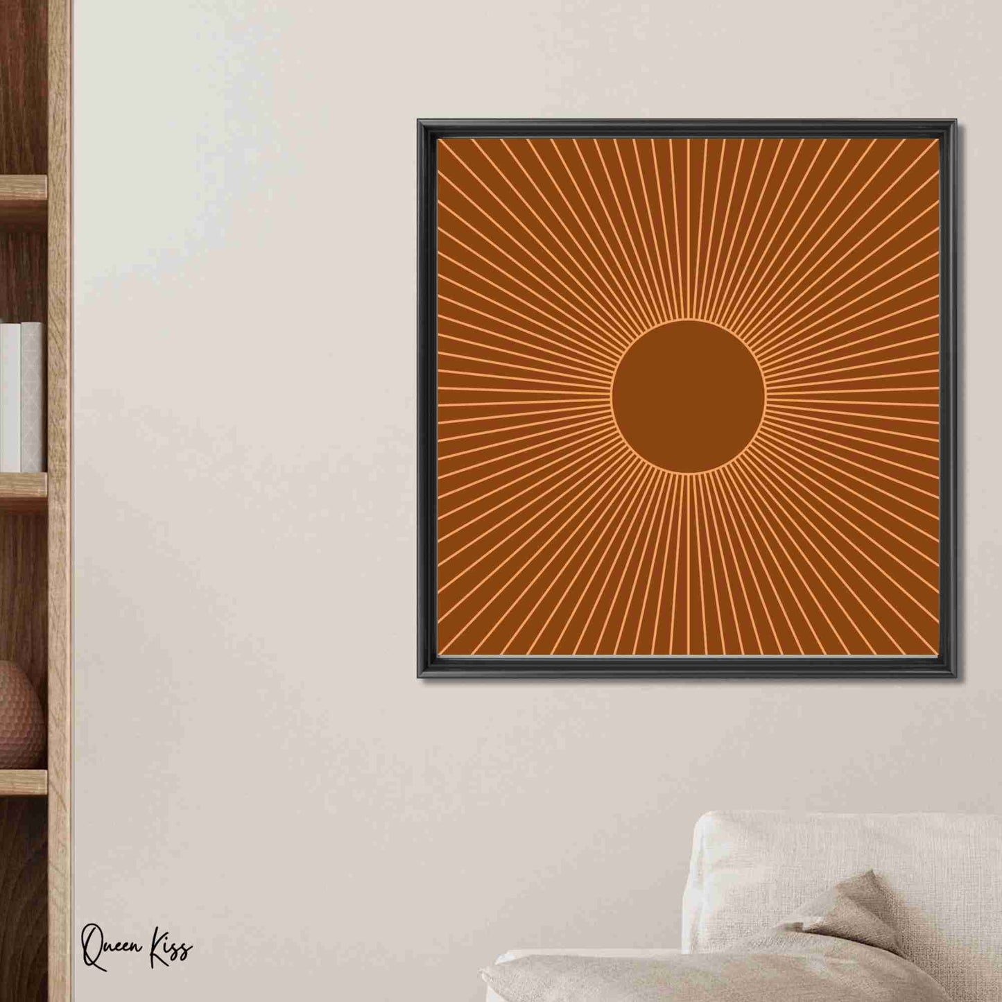 Retro Sunburst Wall Art Printable, Mid Century Modern Home Aesthetic Decor, Boho Abstract Sun Rays Art, Vintage Inspired Minimalist Decor