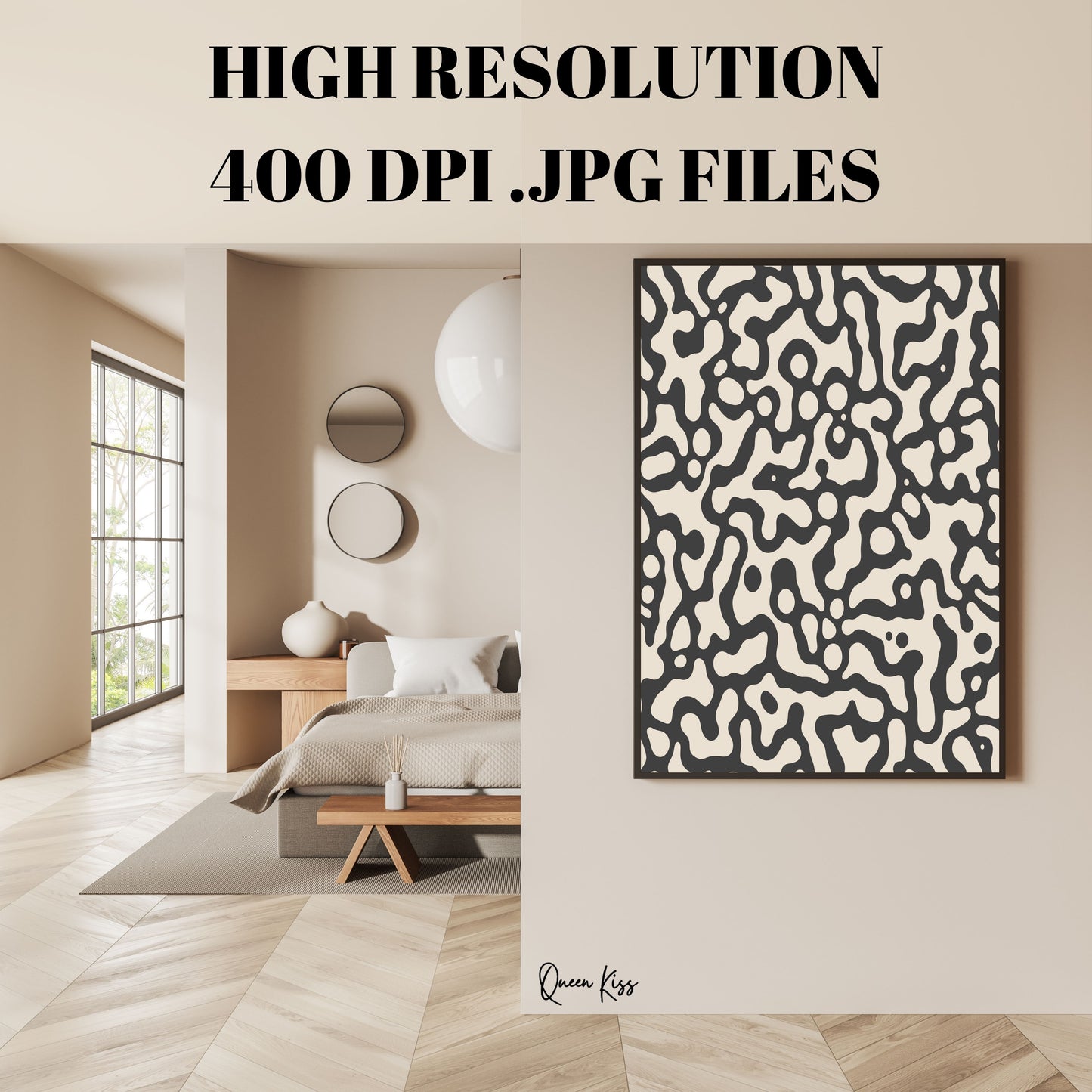 Abstract Black Beige Ocean Ripples Wall Art, Minimalist Instant Printable Poster, Modern Home Aesthetic Decor, Boho Nature Inspired Art