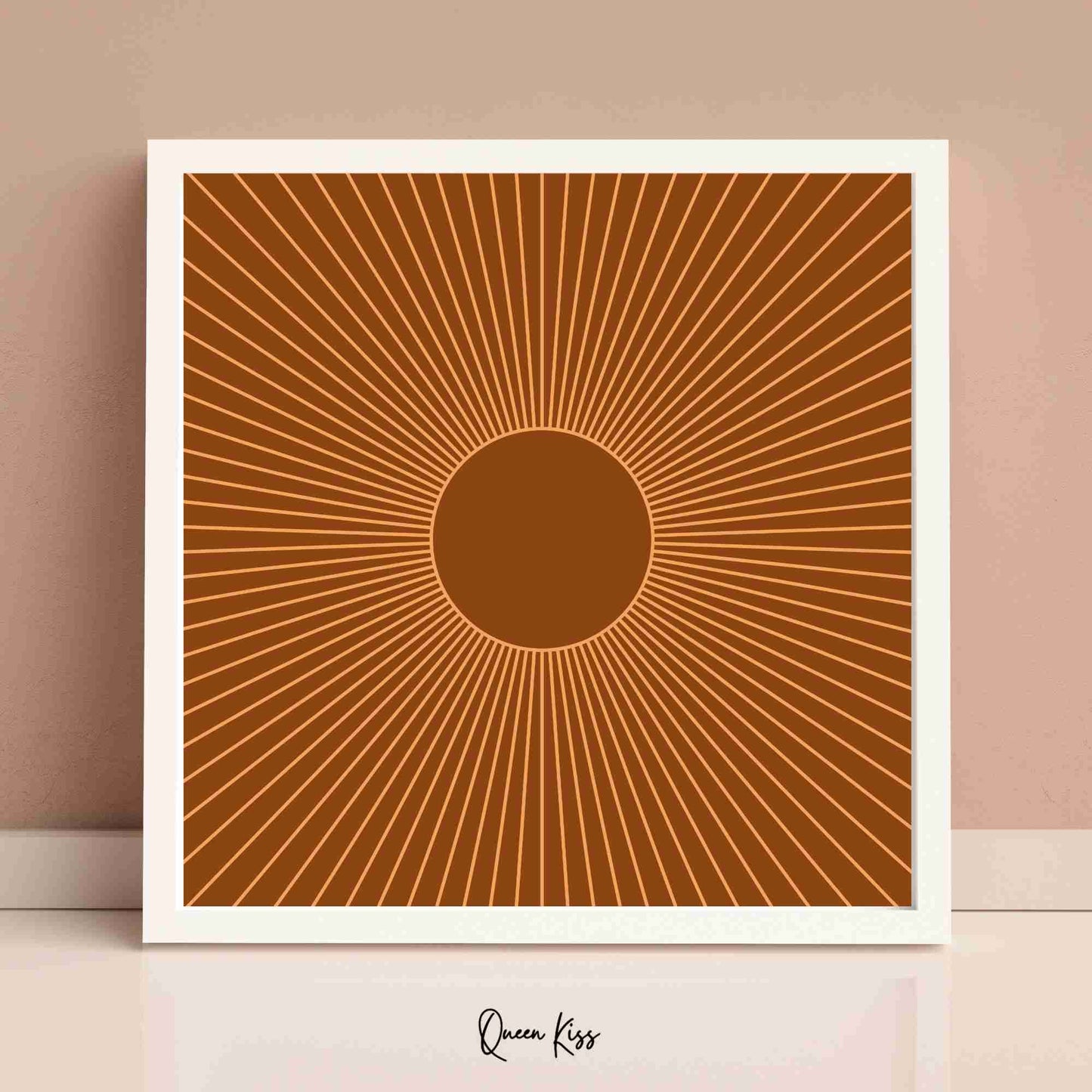 Retro Sunburst Wall Art Printable, Mid Century Modern Home Aesthetic Decor, Boho Abstract Sun Rays Art, Vintage Inspired Minimalist Decor