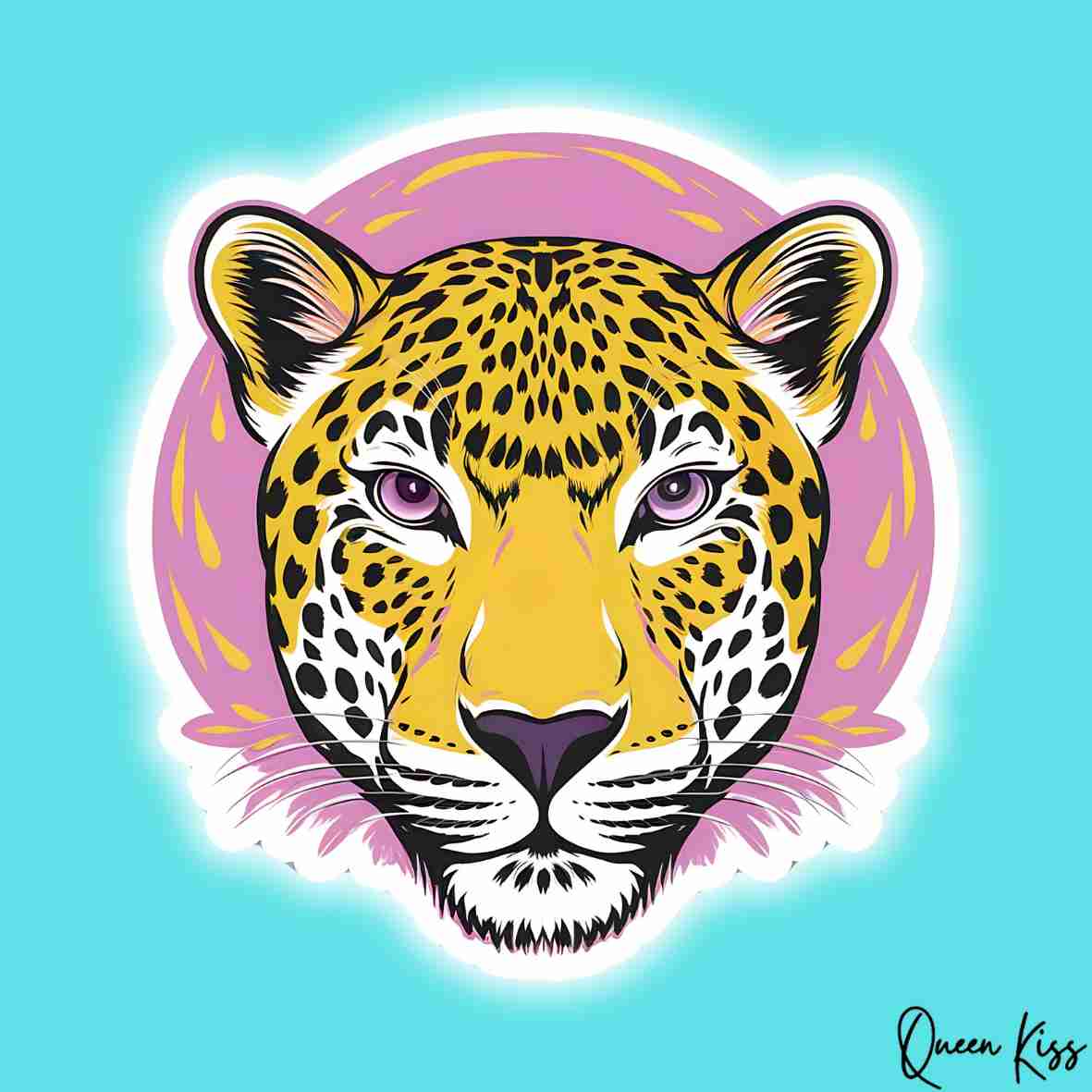Cute Leopard Sticker, Waterproof Glossy Sticker, Vinyl Sticker, Laptop Phone Notebook Mug Sticker -- Freedom