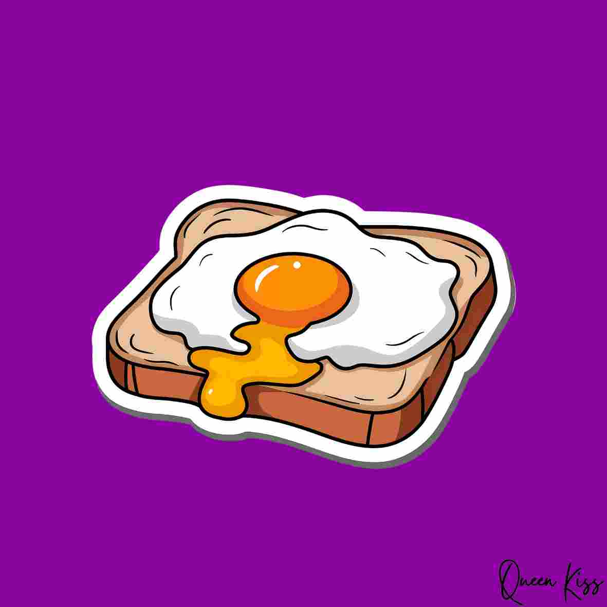 Cute Fried egg Sticker, Waterproof Glossy Sticker, Vinyl Sticker, Laptop Phone Notebook Mug Sticker -- Eggo