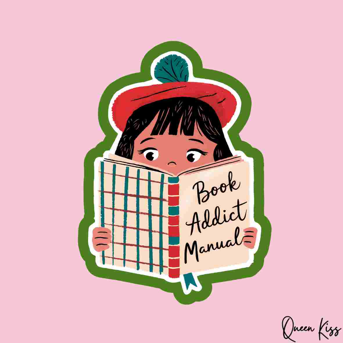 Cute Book addict manual Sticker, Waterproof Glossy Sticker, Vinyl Sticker, Laptop Phone Notebook Mug Sticker -- Time to read