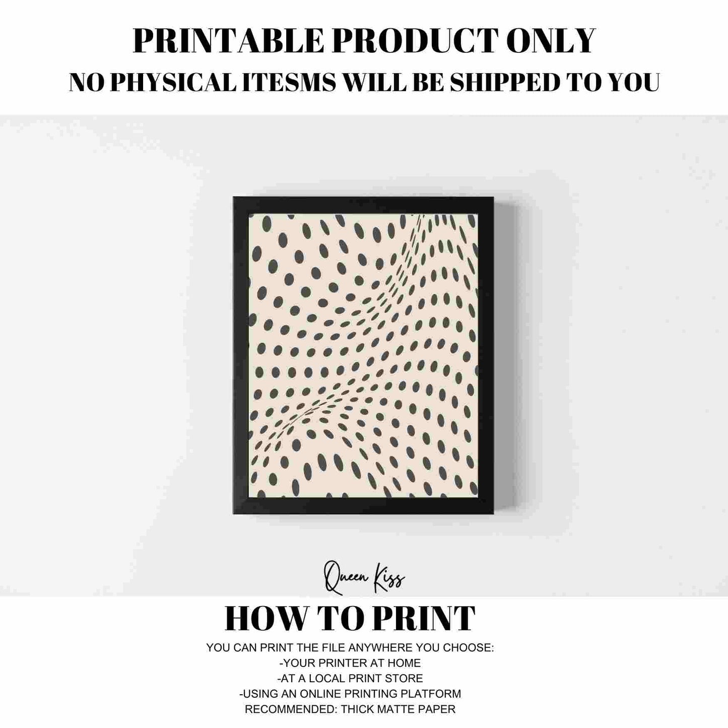 Abstract Black Beige Geo Spotted Waves Wall Art, Minimalist Instant Printable Poster, Modern Home Aesthetic Decor, Boho Nature Inspired Art