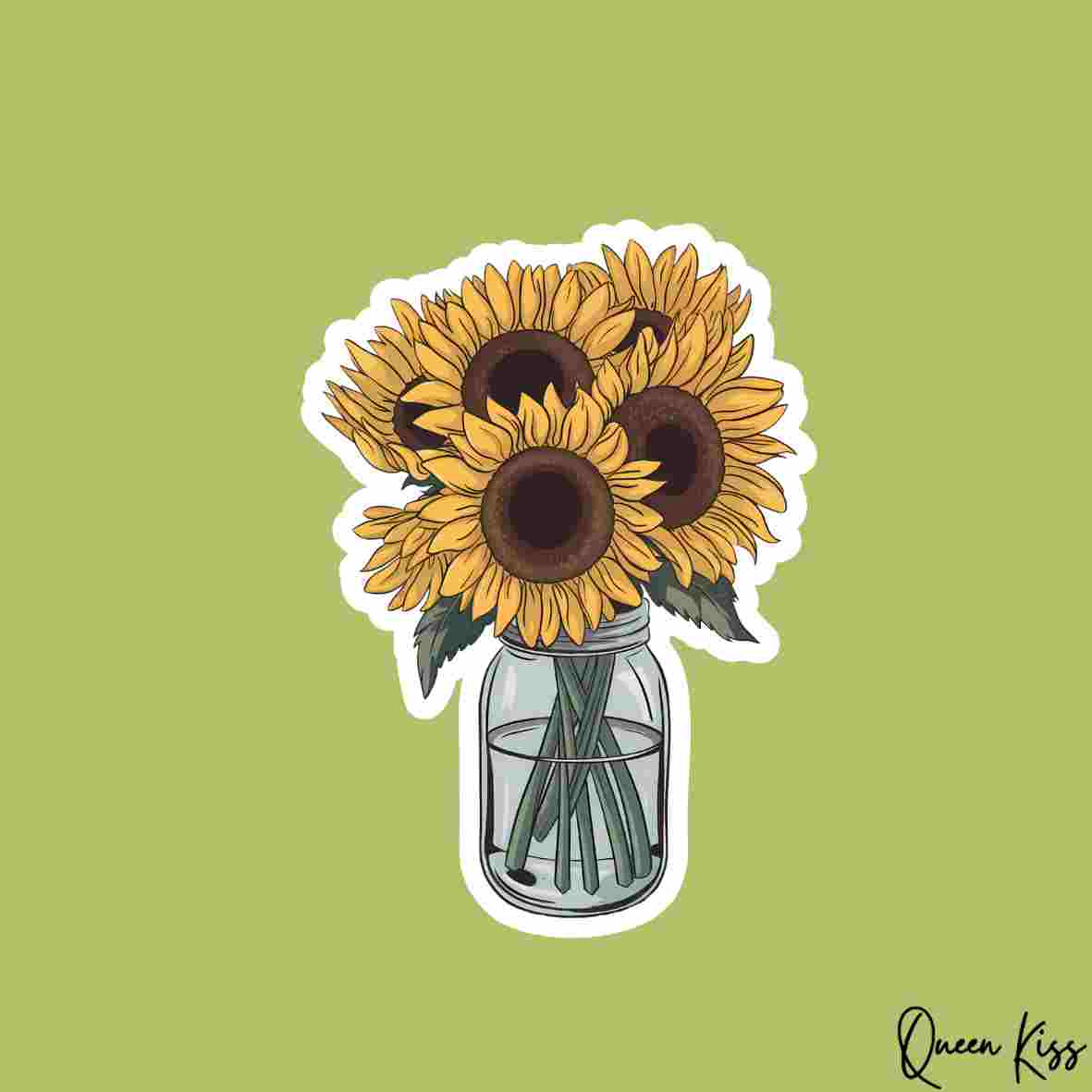 Cute Sunflower Sticker, Sticker, Waterproof Glossy Sticker, Vinyl Sticker, Laptop Phone Notebook Mug Sticker -- Day Dreamer