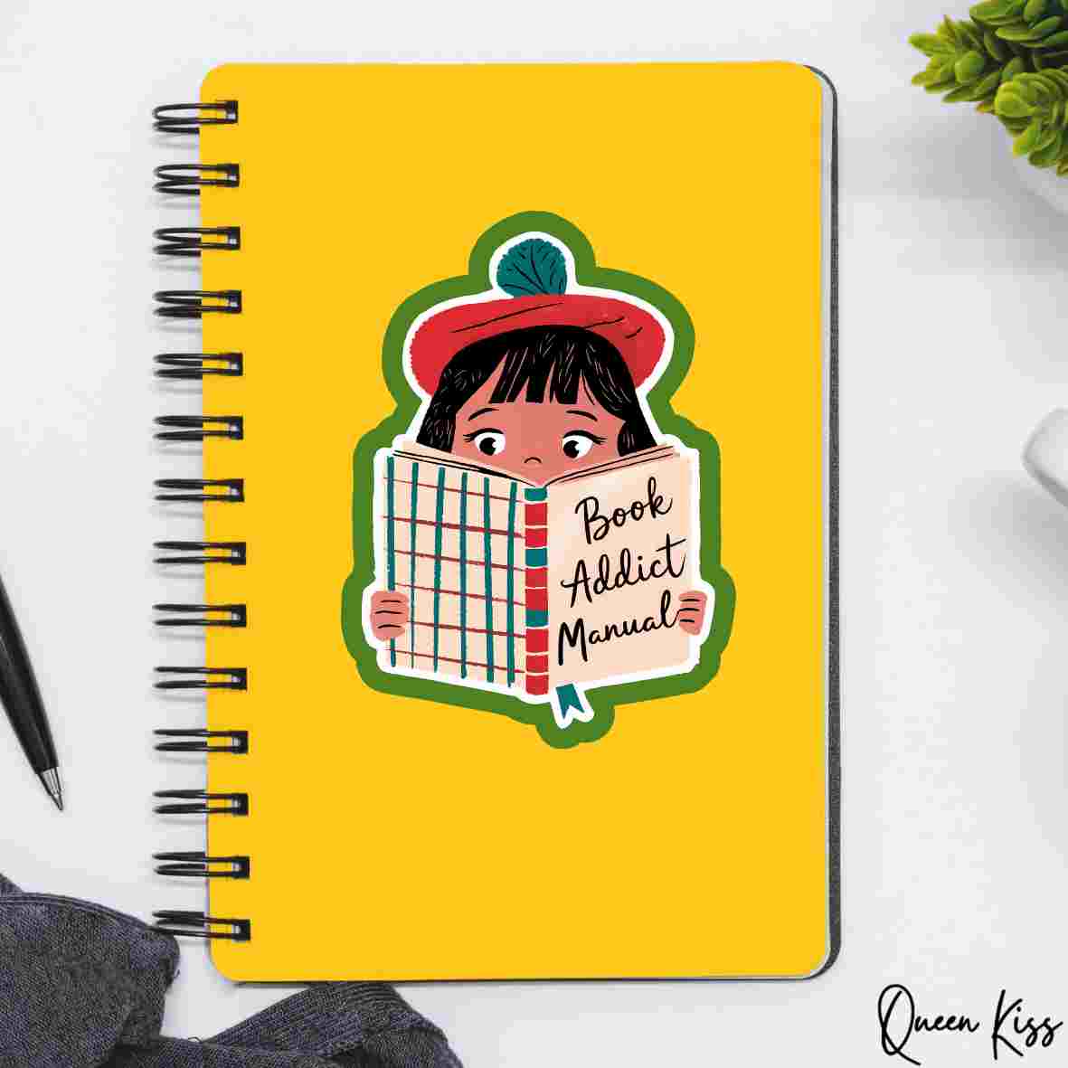 Cute Book addict manual Sticker, Waterproof Glossy Sticker, Vinyl Sticker, Laptop Phone Notebook Mug Sticker -- Time to read