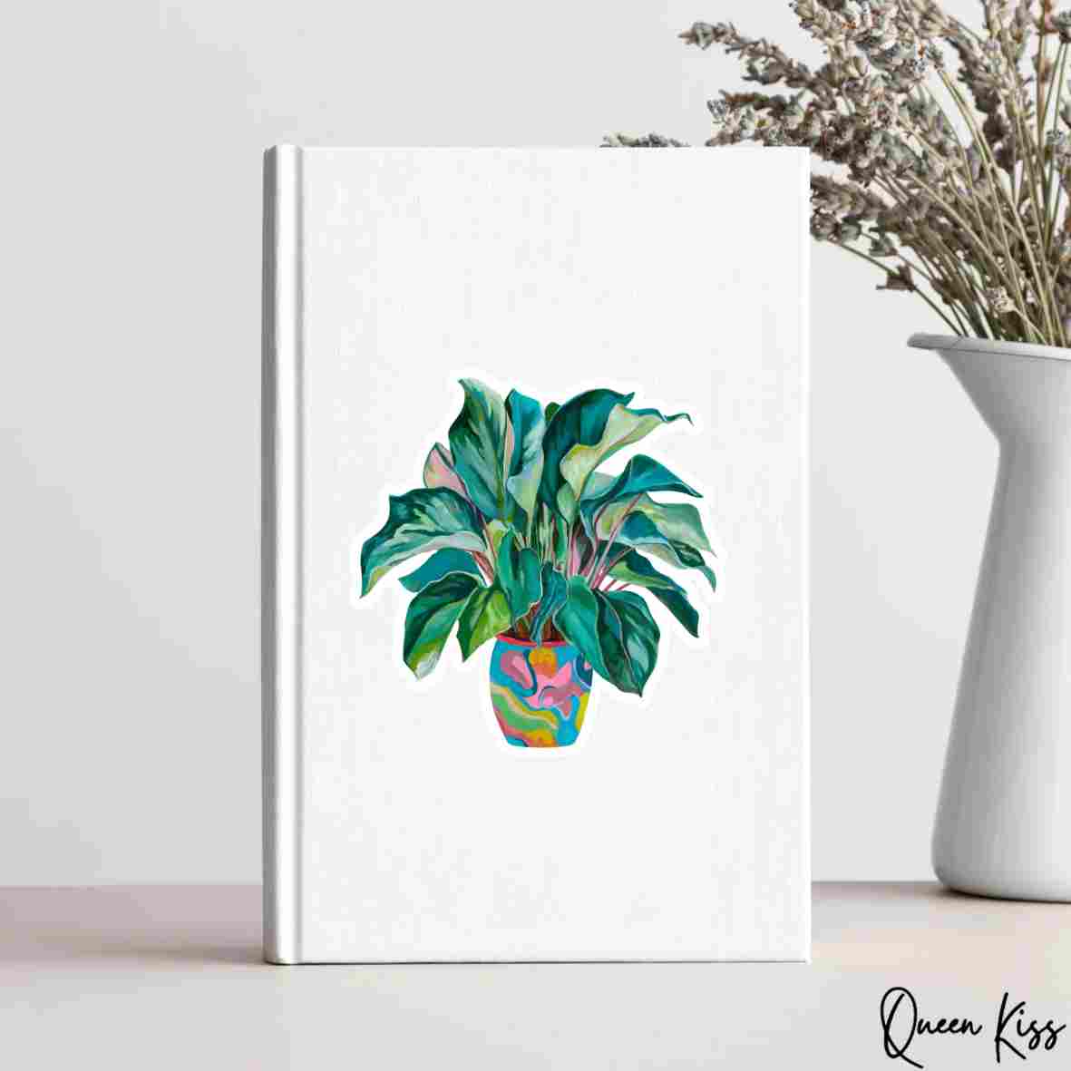 Cute Home Plant Sticker, Waterproof Glossy Sticker, Vinyl Sticker, Laptop Phone Notebook Mug Sticker -- Oxygen Factory