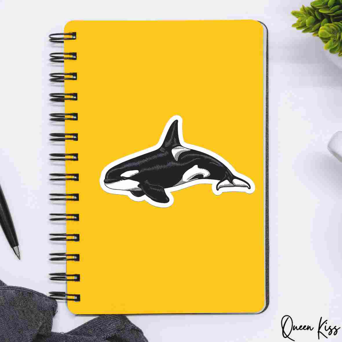 Cute Whale Sticker, Waterproof Glossy Sticker, Vinyl Sticker, Laptop Phone Notebook Mug Sticker -- Whale Paradise