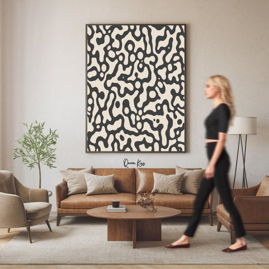 Abstract Black Beige Ocean Ripples Wall Art, Minimalist Instant Printable Poster, Modern Home Aesthetic Decor, Boho Nature Inspired Art