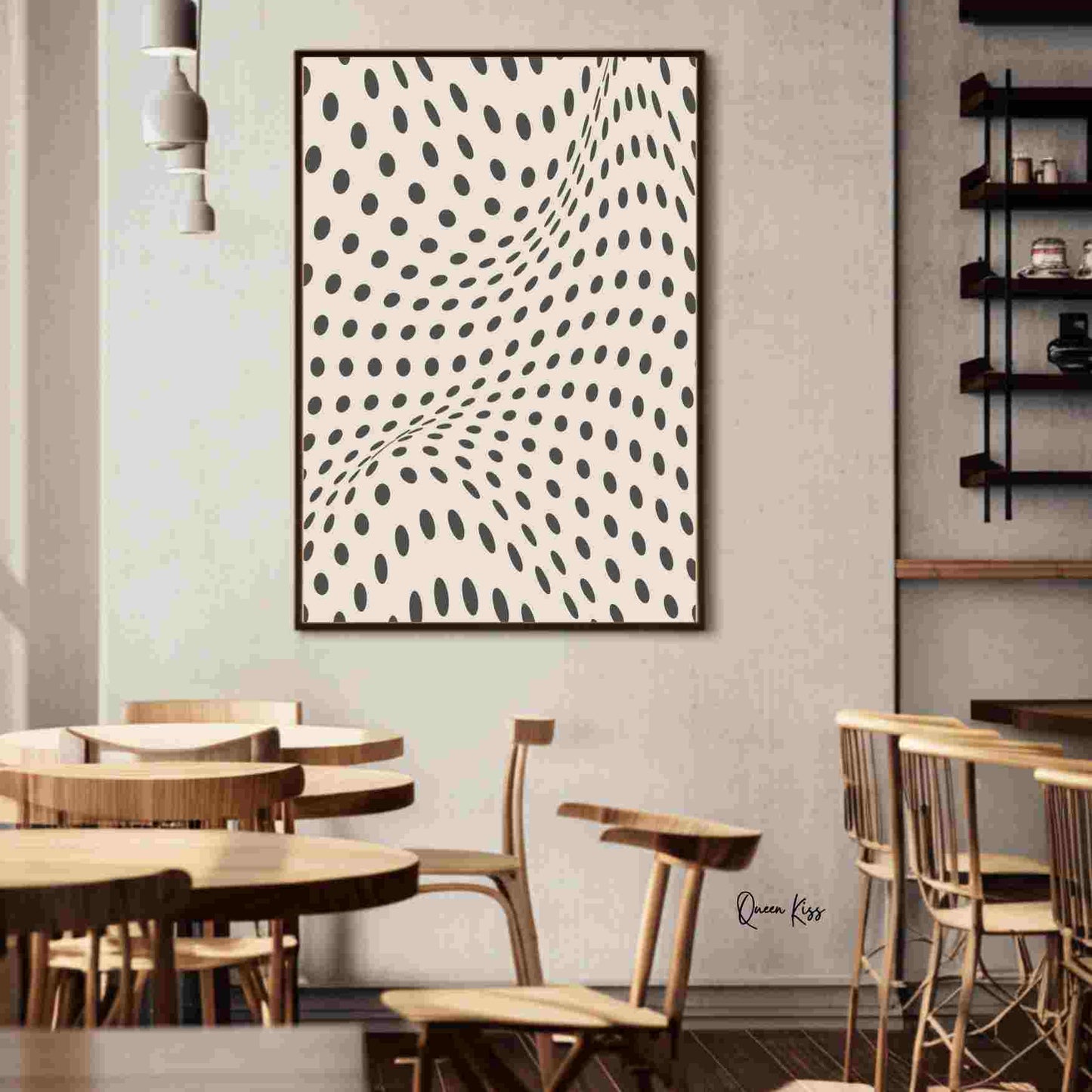 Abstract Black Beige Geo Spotted Waves Wall Art, Minimalist Instant Printable Poster, Modern Home Aesthetic Decor, Boho Nature Inspired Art