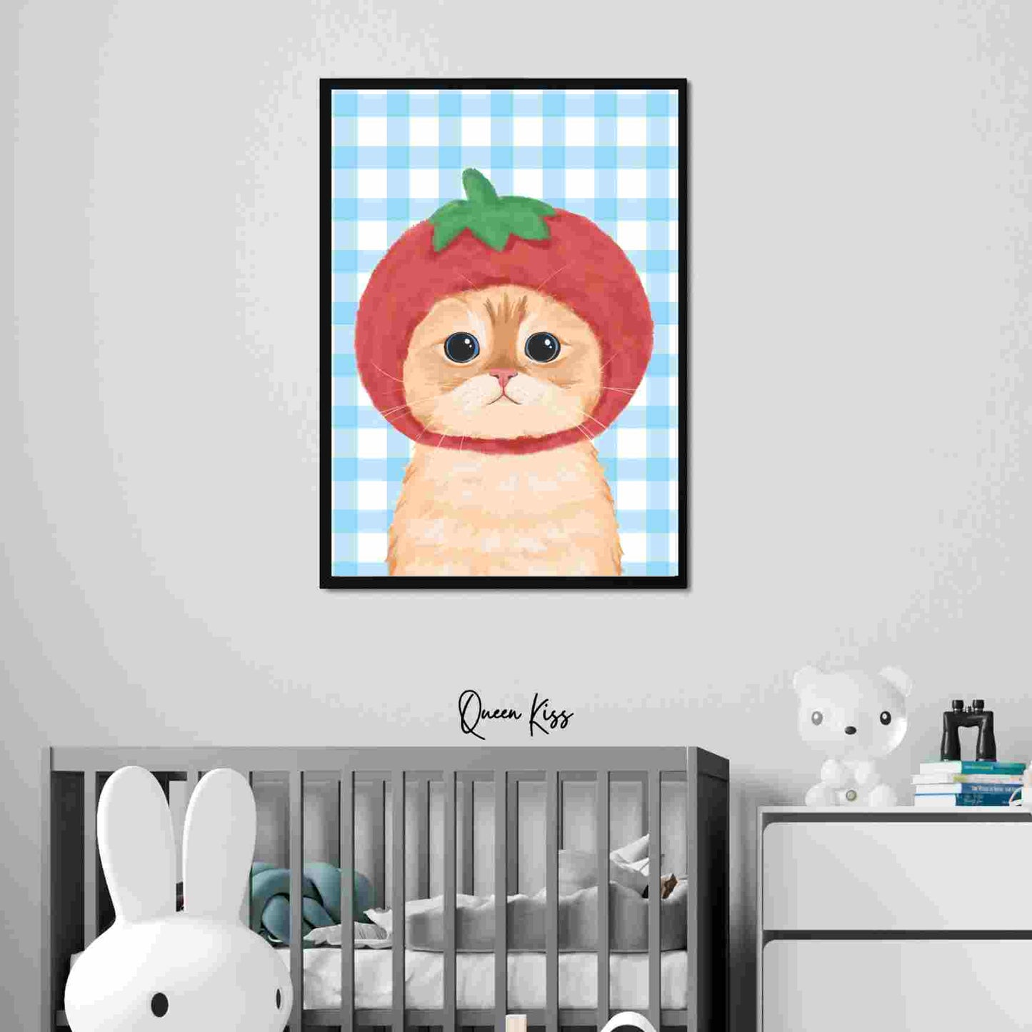 Whimsical Cute Tomato Cat Art, Whimsical Digital Download, Cozy Kitty Wall Decor, Instant Printable Illustration Modern Home -Meowville