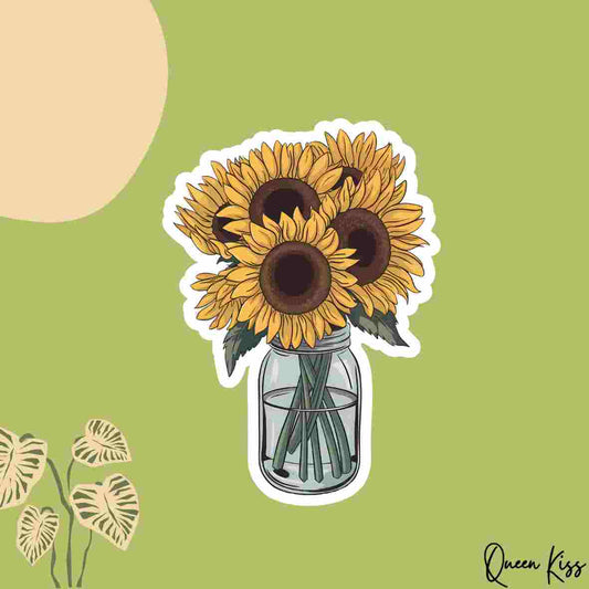 Cute Sunflower Sticker, Sticker, Waterproof Glossy Sticker, Vinyl Sticker, Laptop Phone Notebook Mug Sticker -- Day Dreamer
