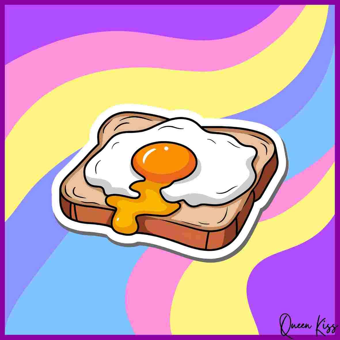 Cute Fried egg Sticker, Waterproof Glossy Sticker, Vinyl Sticker, Laptop Phone Notebook Mug Sticker -- Eggo