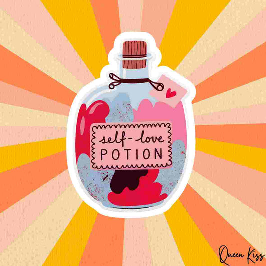 Cute Self-love potion Sticker, Waterproof Glossy Sticker, Vinyl Sticker, Laptop Phone Notebook Mug Sticker -- Juicy